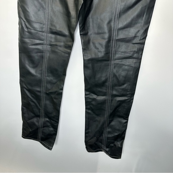 Free People Black Vegan Leather High-Rise Biker Pants Size 14 NEW - Picture 7 of 12